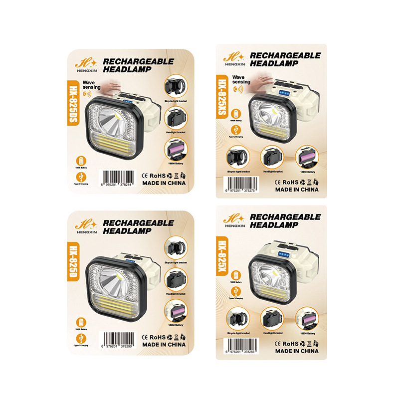 Lanternă frontală cu senzor, baterie 1200mAh, LED + bec, lanternă pentru bicicletă, drumeții în aer liber și pescuit noaptea, rază 50–100 m