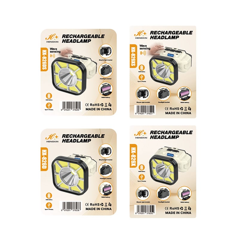 Lanternă frontală cu senzor, baterie 1200mAh, LED + bec, lanternă pentru bicicletă, drumeții în aer liber și pescuit noaptea, rază 50–100 m