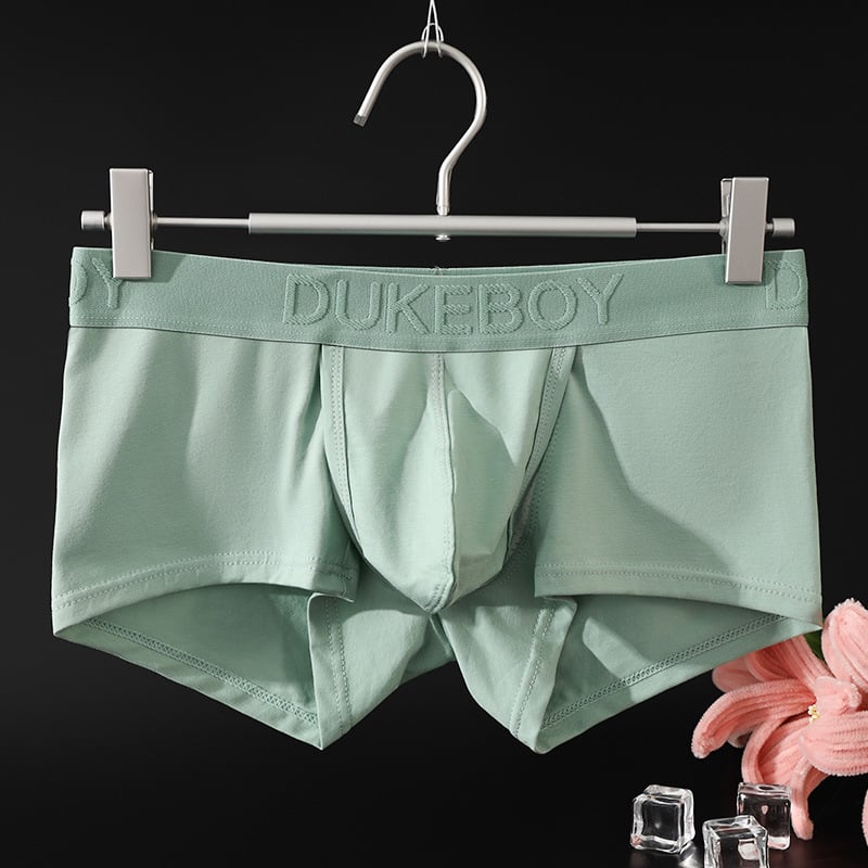 Vīriešu bokseri ar vidējo jostas vietu no kokvilnas, elpojoši, kosmosa kapsulas dizains, dubultā sānu atvērums