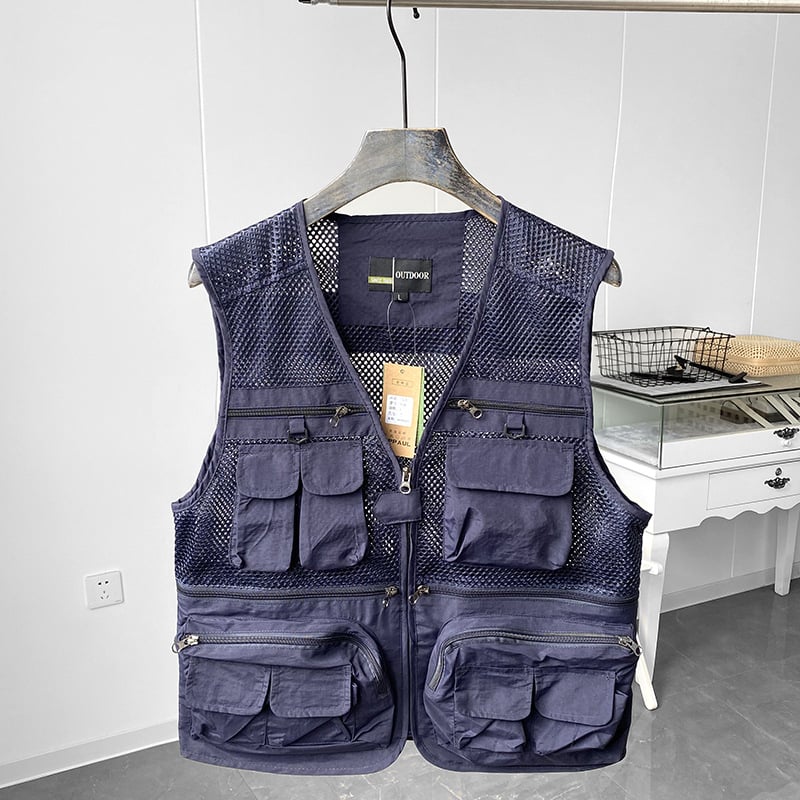 Darba veste ar 3D patch kabatām, rāvējslēdzēja priekšā, V formas kakls, brīvs griezums, poliestera audums ar pamuš, vasaras sezonai