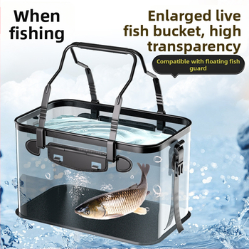 Prozirna kanta za žive ribe, višestruka funkcija, ojačana i povećana, EVA dizajn protoka vode za zaštitu riba