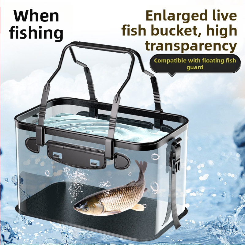 Prozirna kanta za žive ribe, višestruka funkcija, ojačana i povećana, EVA dizajn protoka vode za zaštitu riba