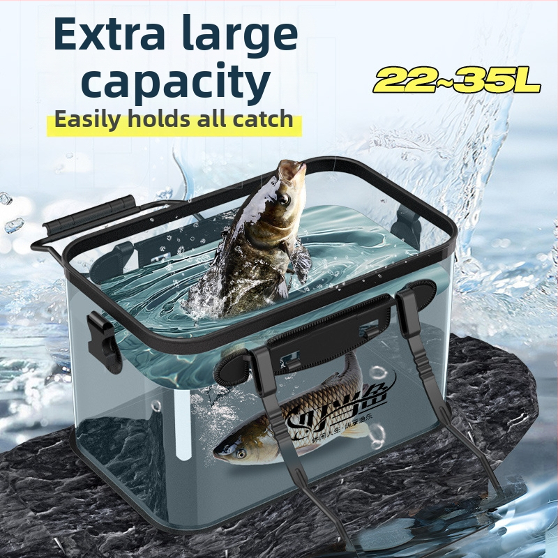 Prozirna kanta za žive ribe, višestruka funkcija, ojačana i povećana, EVA dizajn protoka vode za zaštitu riba