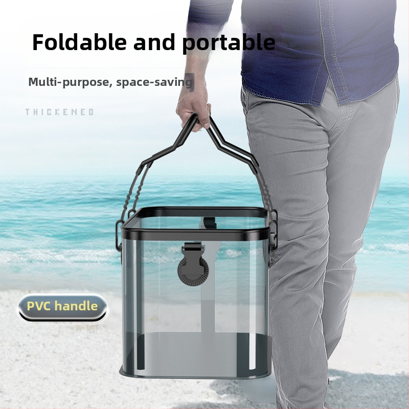 Prozirna kanta za žive ribe, višestruka funkcija, ojačana i povećana, EVA dizajn protoka vode za zaštitu riba