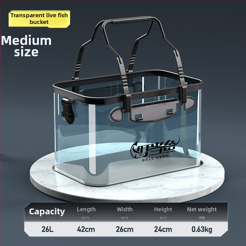 Prozirna kanta za žive ribe, višestruka funkcija, ojačana i povećana, EVA dizajn protoka vode za zaštitu riba