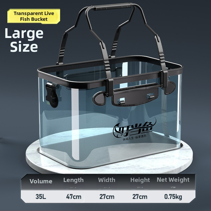 Prozirna kanta za žive ribe, višestruka funkcija, ojačana i povećana, EVA dizajn protoka vode za zaštitu riba