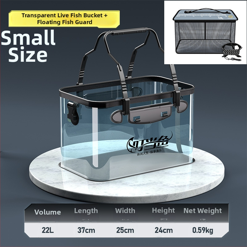 Prozirna kanta za žive ribe, višestruka funkcija, ojačana i povećana, EVA dizajn protoka vode za zaštitu riba