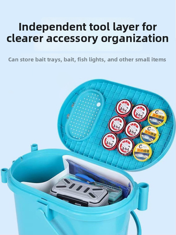 Găleată de pescuit multifuncțională cu tavă pentru momeli, formă ovală, corp îngroșat tare, din plastic, 1,6 kg