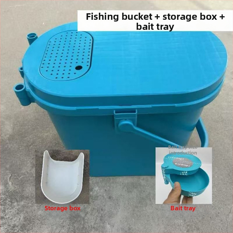 Găleată de pescuit multifuncțională cu tavă pentru momeli, formă ovală, corp îngroșat tare, din plastic, 1,6 kg