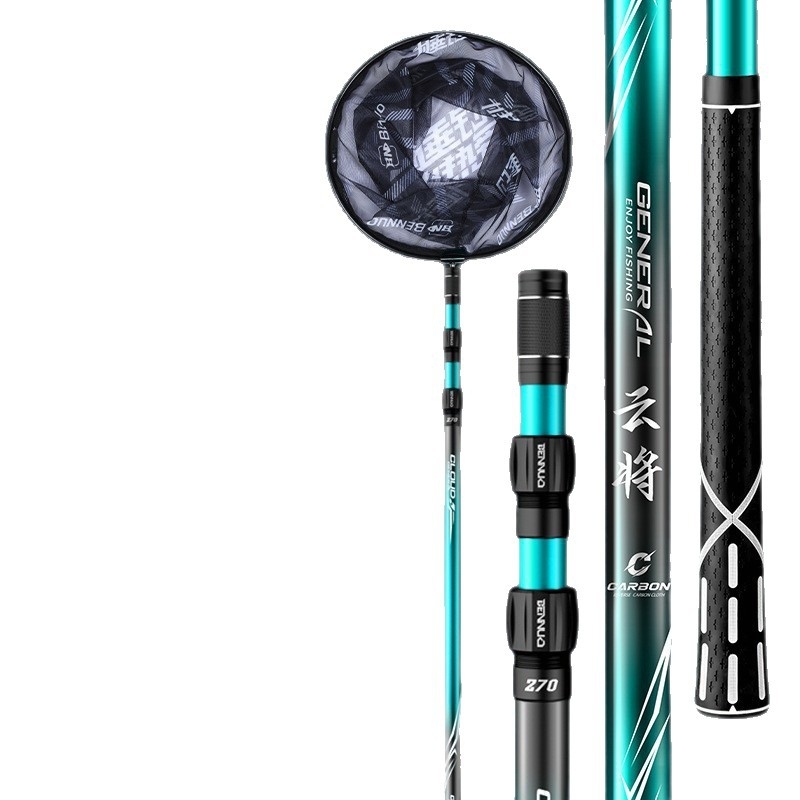 Benno bară pentru plasă de pescuit din fibră de carbon – ultraușoară, ultrarezistentă, telescopică, set doar cu bara