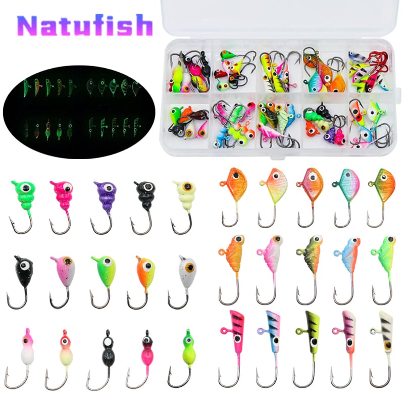 Set de cârlige cu plumb pentru pescuitul la gheț în râu, 100 buc