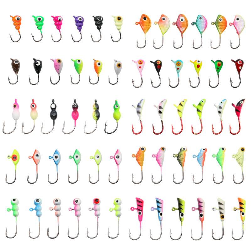 Set de cârlige cu plumb pentru pescuitul la gheț în râu, 100 buc