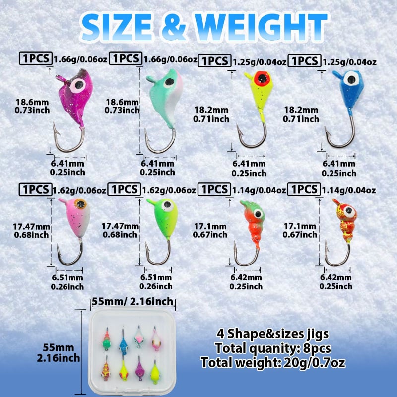 Set de cârlige cu plumb pentru pescuitul la gheț în râu, 100 buc