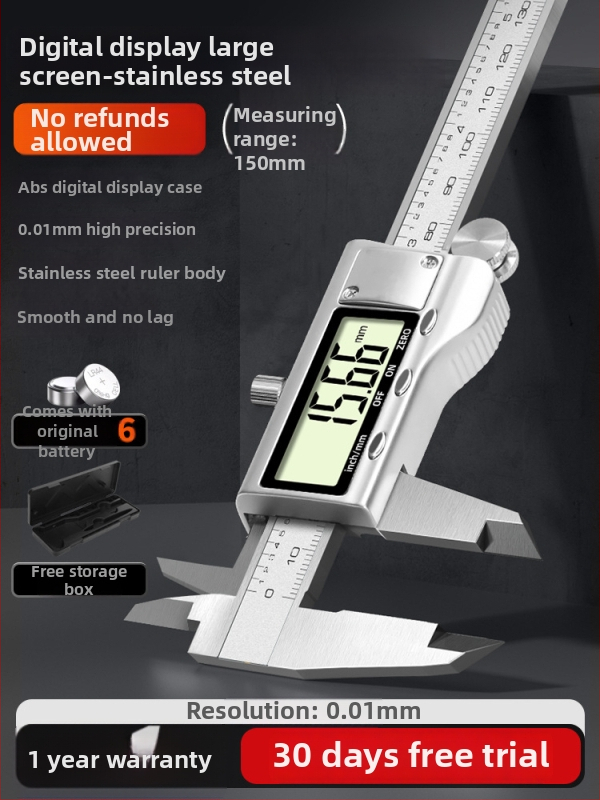 Digitālais kalipers — rūpnieciskās kvalitātes, augsta precizitāte, piemērots juvelierizstrādājumu un rokassprādžu mērījumiem