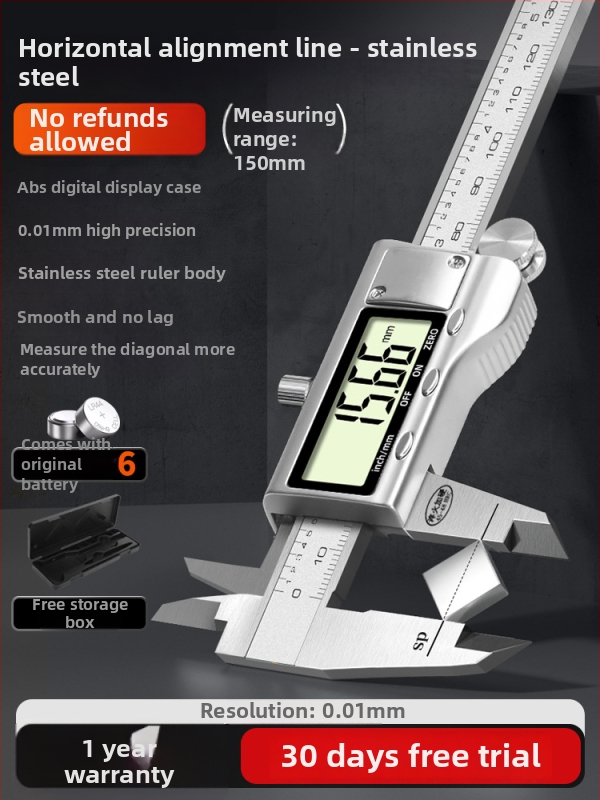 Digitālais kalipers — rūpnieciskās kvalitātes, augsta precizitāte, piemērots juvelierizstrādājumu un rokassprādžu mērījumiem