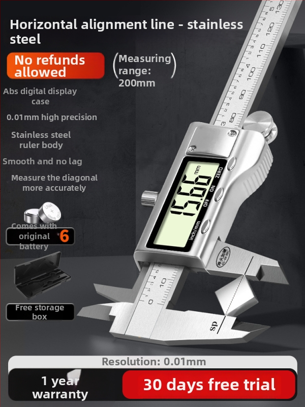 Digitālais kalipers — rūpnieciskās kvalitātes, augsta precizitāte, piemērots juvelierizstrādājumu un rokassprādžu mērījumiem