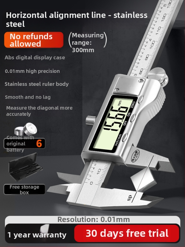 Digitālais kalipers — rūpnieciskās kvalitātes, augsta precizitāte, piemērots juvelierizstrādājumu un rokassprādžu mērījumiem