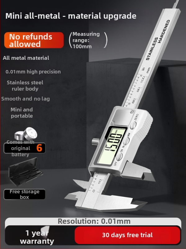 Digitālais kalipers — rūpnieciskās kvalitātes, augsta precizitāte, piemērots juvelierizstrādājumu un rokassprādžu mērījumiem