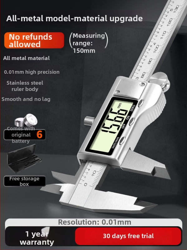 Digitālais kalipers — rūpnieciskās kvalitātes, augsta precizitāte, piemērots juvelierizstrādājumu un rokassprādžu mērījumiem