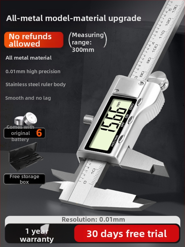 Digitālais kalipers — rūpnieciskās kvalitātes, augsta precizitāte, piemērots juvelierizstrādājumu un rokassprādžu mērījumiem