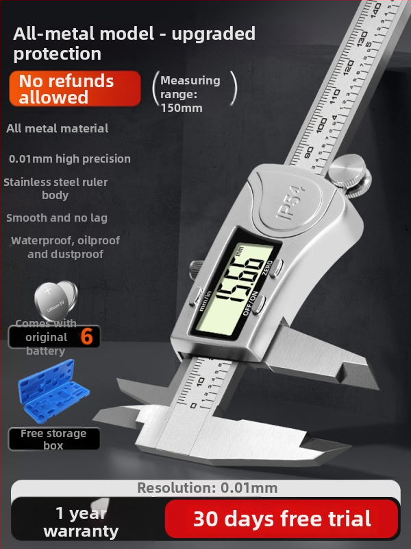 Digitālais kalipers — rūpnieciskās kvalitātes, augsta precizitāte, piemērots juvelierizstrādājumu un rokassprādžu mērījumiem