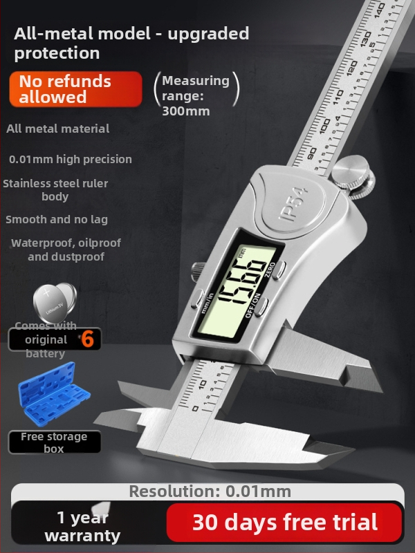 Digitālais kalipers — rūpnieciskās kvalitātes, augsta precizitāte, piemērots juvelierizstrādājumu un rokassprādžu mērījumiem