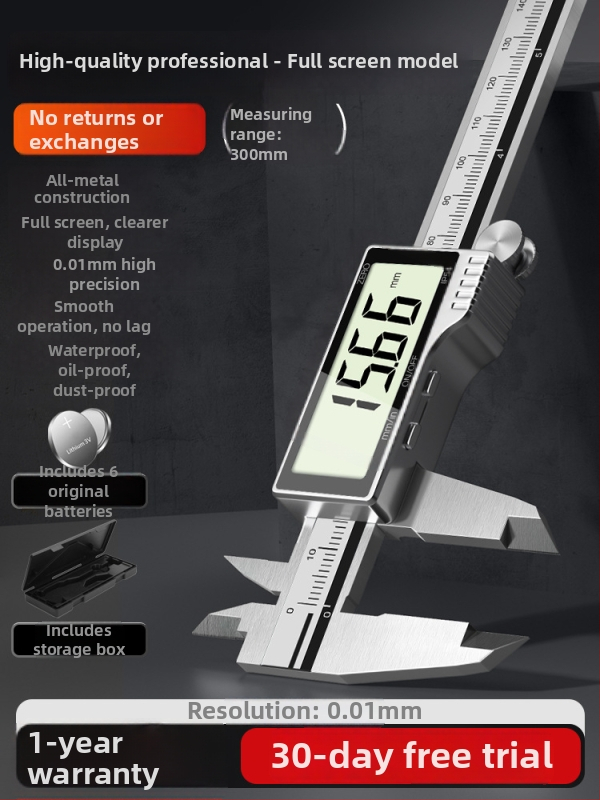 Digitālais kalipers — rūpnieciskās kvalitātes, augsta precizitāte, piemērots juvelierizstrādājumu un rokassprādžu mērījumiem