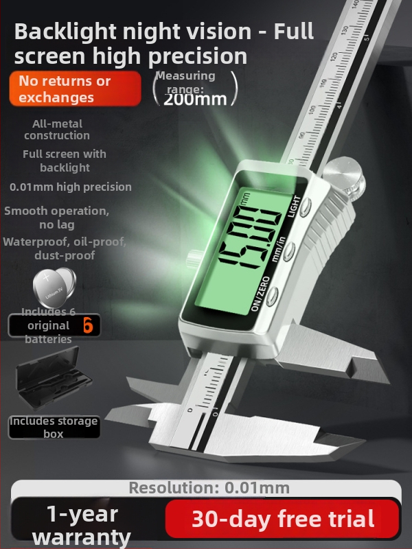 Digitālais kalipers — rūpnieciskās kvalitātes, augsta precizitāte, piemērots juvelierizstrādājumu un rokassprādžu mērījumiem