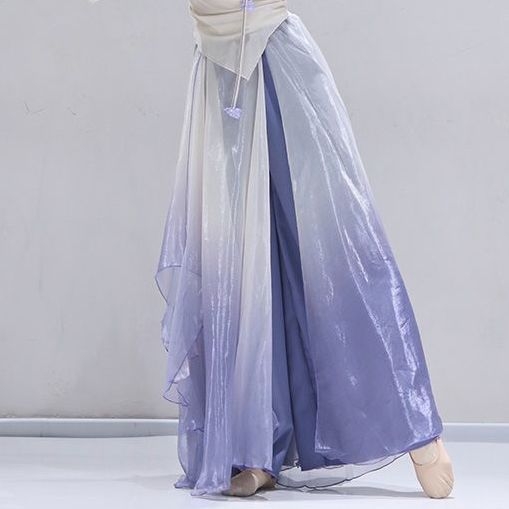Folklorni plesni kostim set s gradientnim veo — Chenille-Spandex, unisex, proljeće 2025