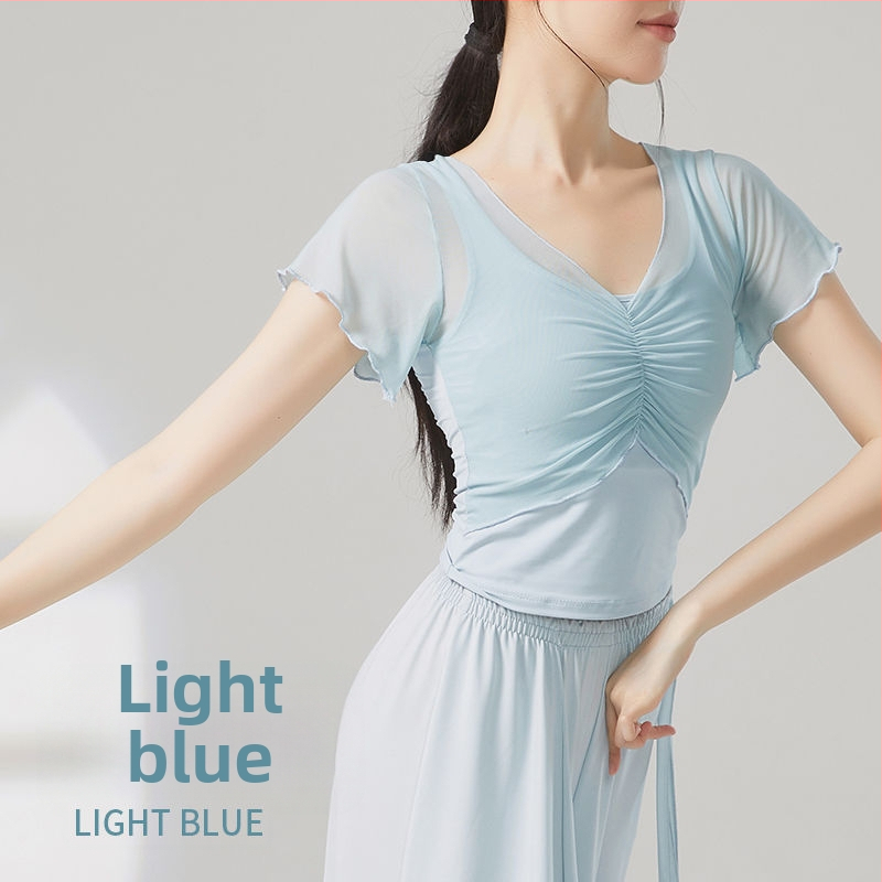 Sieviešu baleta bodijs etniskām dejām — īsas piedurknes, poliestera-elastāna maisījums, pavasaris 2025