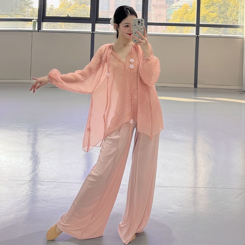 Unisex deju komplekts tautas dejām: chenille-spandex audums, brīvs piegriezums, pavasaris 2025