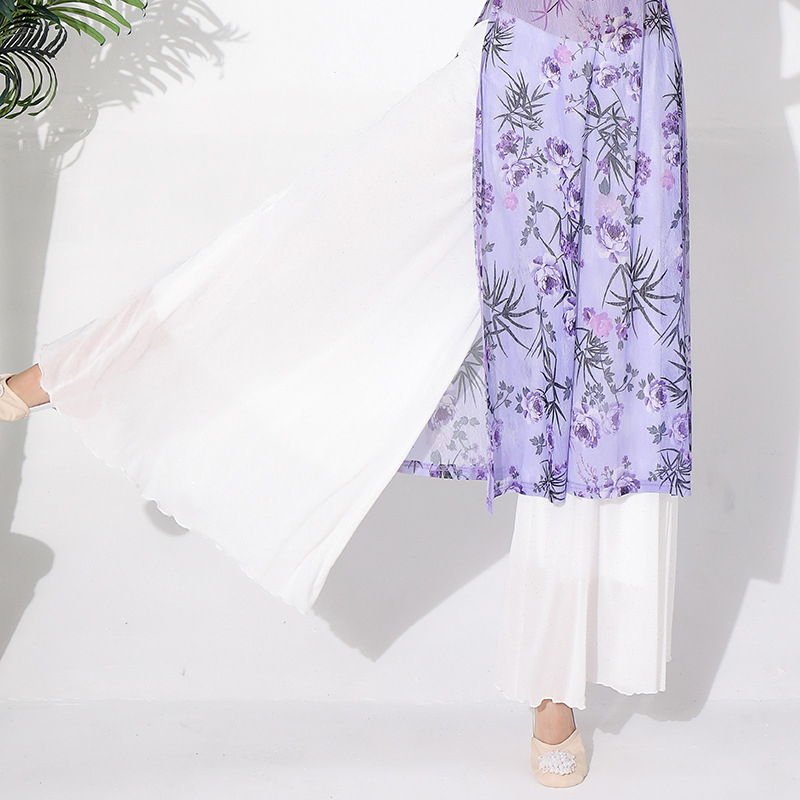 Belly Dance sieviešu skatuves tērps – ziedu raksts uz režģētā auduma, pamatsaudums Spandex 70–80%, ķīniešu stils