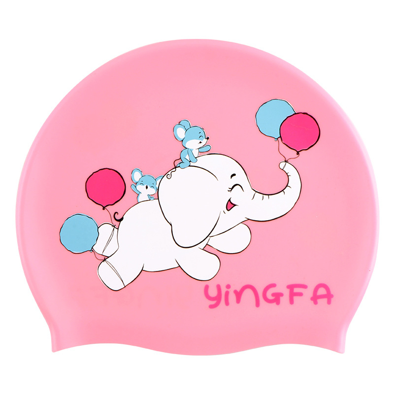 Yingfa șapcă de înot pentru copii din silicon, cu imprimeu desen animat, impermeabilă