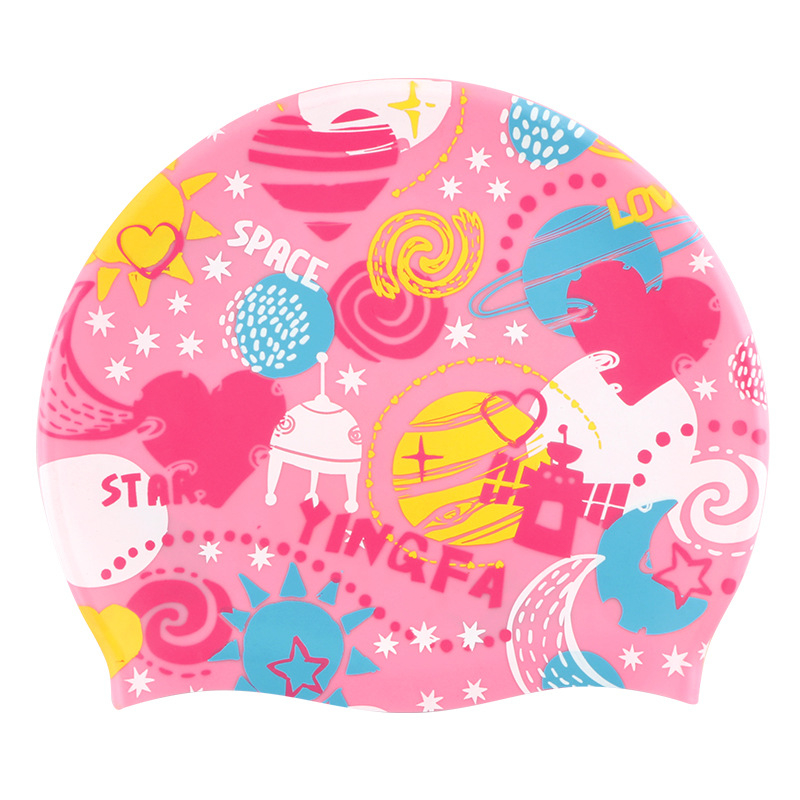 Yingfa șapcă de înot pentru copii din silicon, cu imprimeu desen animat, impermeabilă