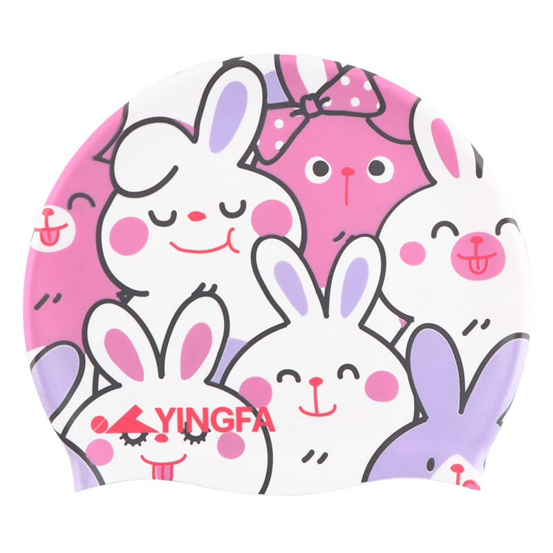 Yingfa șapcă de înot pentru copii din silicon, cu imprimeu desen animat, impermeabilă