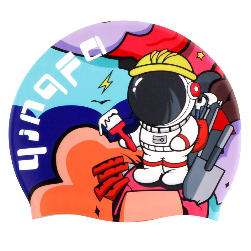 Yingfa șapcă de înot pentru copii din silicon, cu imprimeu desen animat, impermeabilă