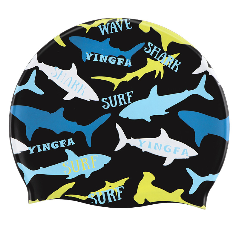 Yingfa șapcă de înot pentru copii din silicon, cu imprimeu desen animat, impermeabilă