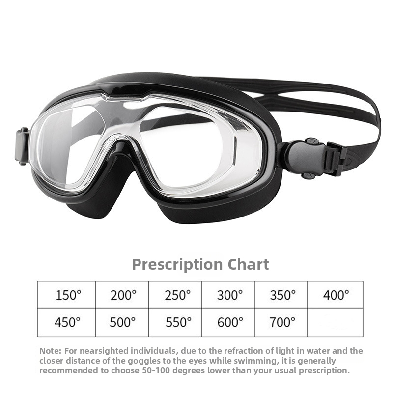 Ochelari de înot pentru miopie, impermeabili, antiaburire, HD, cadru mare, pentru adulți
