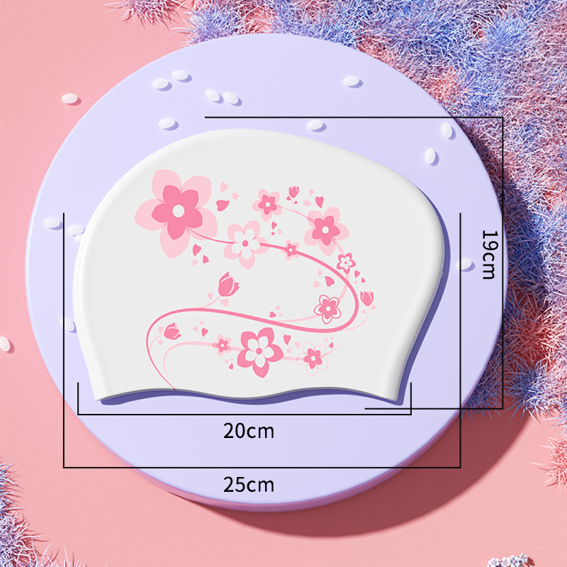 Cască de înot pentru femei cu păr lung (Silicon; Rezistent la apă; Model imprimat; Adulți; Brand privat autorizat)