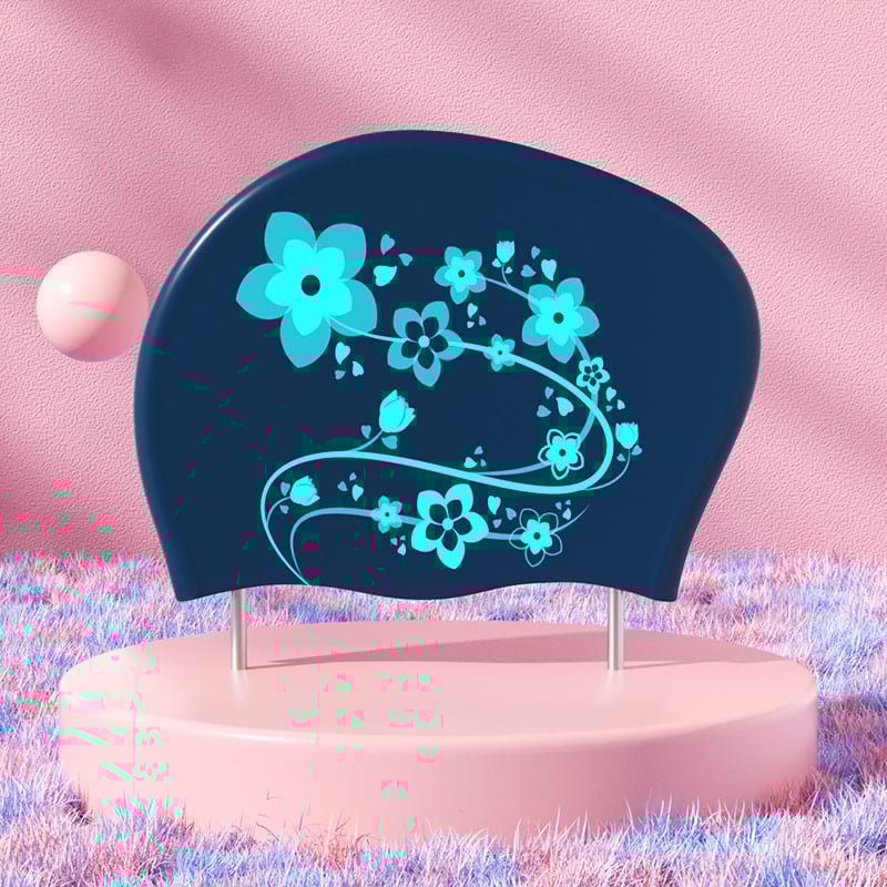 Cască de înot pentru femei cu păr lung (Silicon; Rezistent la apă; Model imprimat; Adulți; Brand privat autorizat)