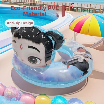 Inel de înot gonflabil pentru copii, design cartoon Nezha Ao Bing, PVC ecologic, grosime 2 mm