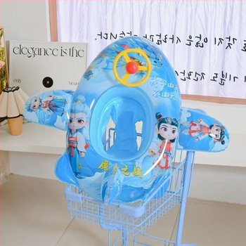 Inel de înot gonflabil pentru copii, design cartoon Nezha Ao Bing, PVC ecologic, grosime 2 mm