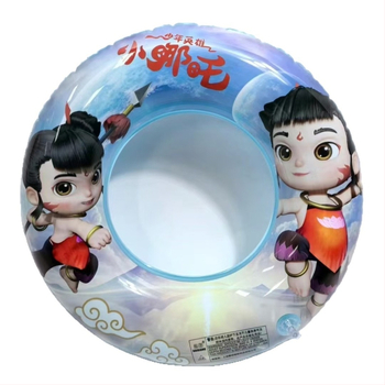 Inel de înot gonflabil pentru copii, design cartoon Nezha Ao Bing, PVC ecologic, grosime 2 mm