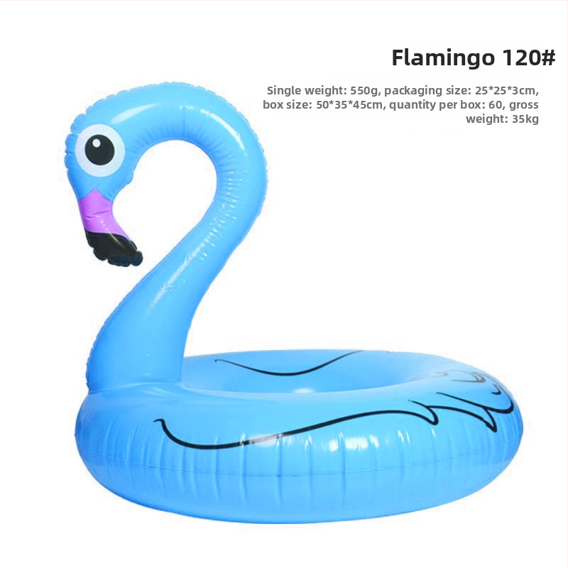 Inel de înot gonflabil pentru adulți — PVC ecologic, imprimeu flamingo, grosime 0,15 mm, potrivit pentru piscină și parc acvatic
