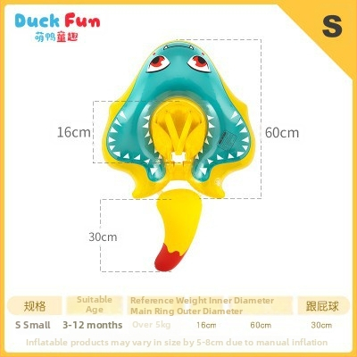 Inel de înot pentru copii, în formă de manta, inel gonflabil pentru apă, model desen animat, PVC ecologic, grosime 0,35