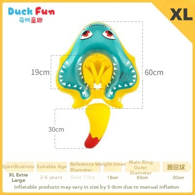 Inel de înot pentru copii, în formă de manta, inel gonflabil pentru apă, model desen animat, PVC ecologic, grosime 0,35