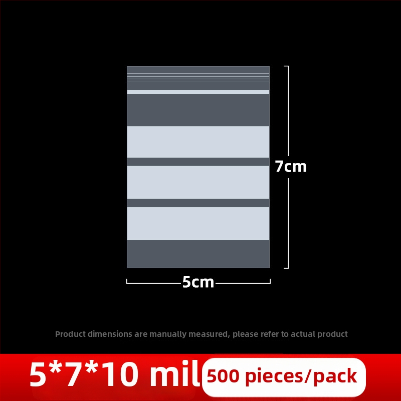 Skaidrus savarankiškai užsidarantis maišelis juvelyrinių pavyzdžių užrašomu etikete, PE medžiaga, užsandarinimo ilgis 2 cm