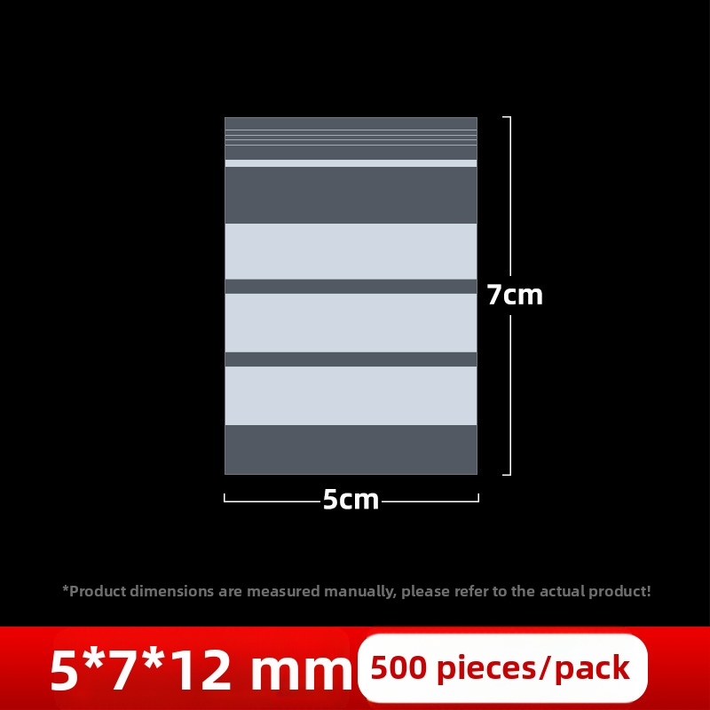 Skaidrus savarankiškai užsidarantis maišelis juvelyrinių pavyzdžių užrašomu etikete, PE medžiaga, užsandarinimo ilgis 2 cm