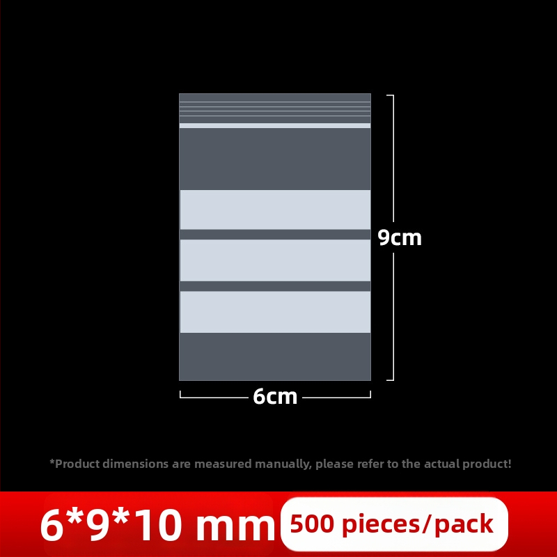 Skaidrus savarankiškai užsidarantis maišelis juvelyrinių pavyzdžių užrašomu etikete, PE medžiaga, užsandarinimo ilgis 2 cm