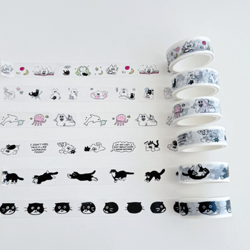 Planerkleebiste komplekt armsate karikatuuride kujundustega ja 5 m washi lint DIY päevikule ja fotoraamatule (Pikkus: 5 m; Paksus: 0,1 mm; Bränd: Muu)